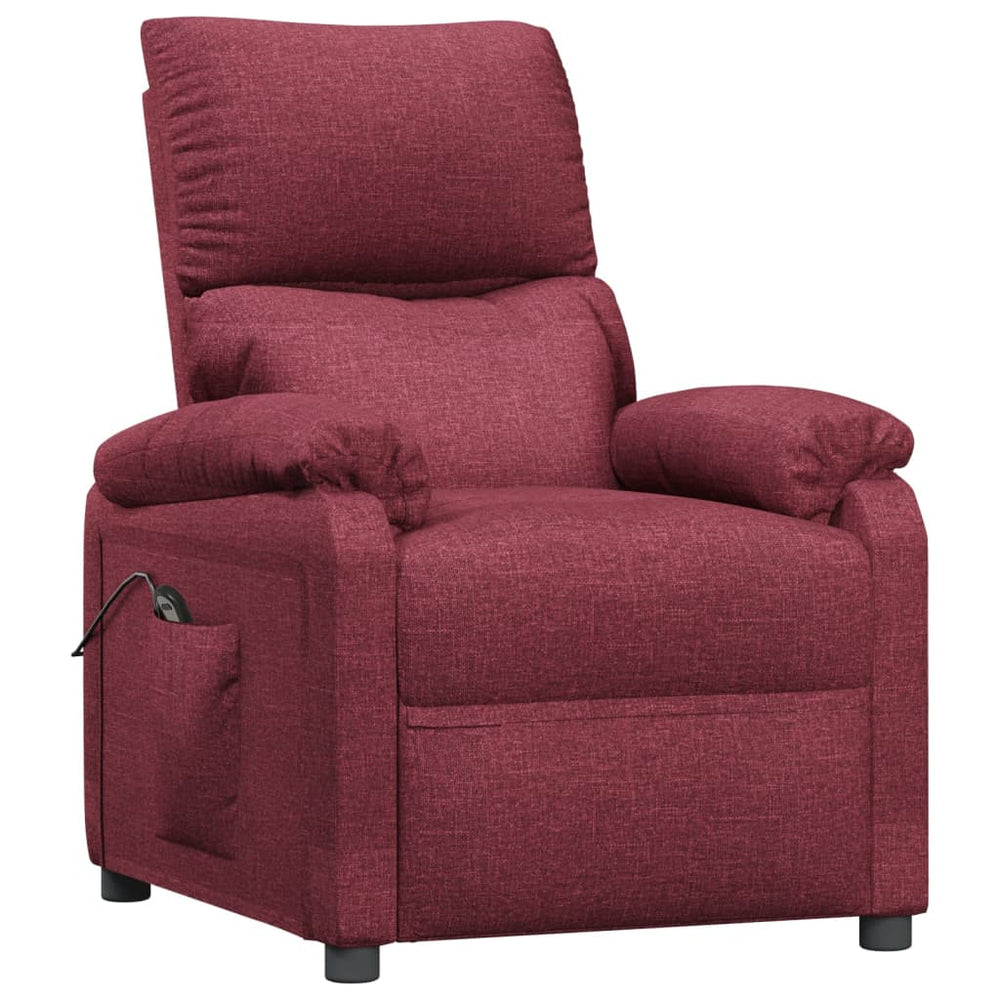 Electric reclining armchair, burgundy, fabric