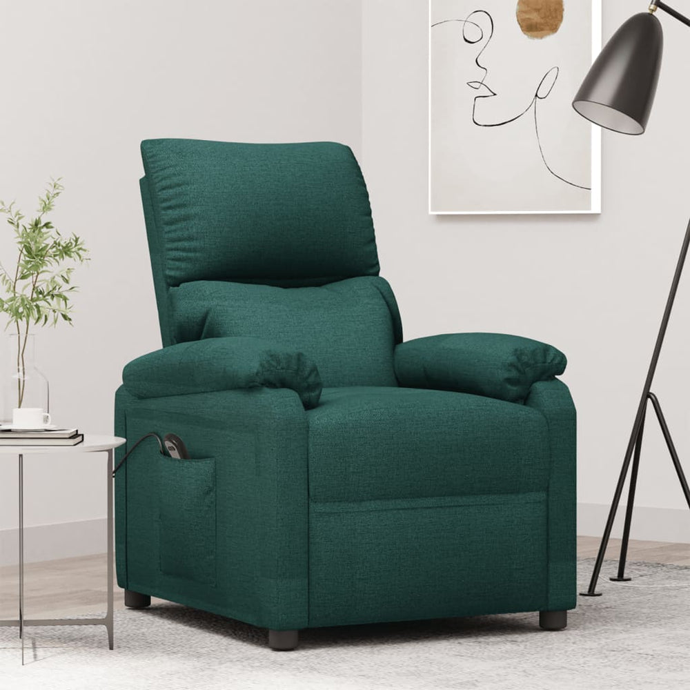 Electric recliner, dark green, fabric