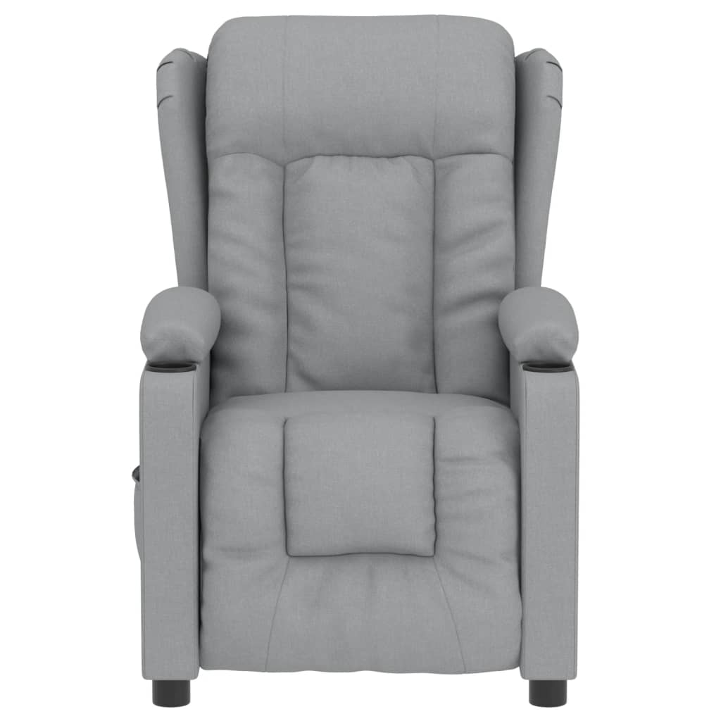 Electric reclining armchair, light grey, fabric