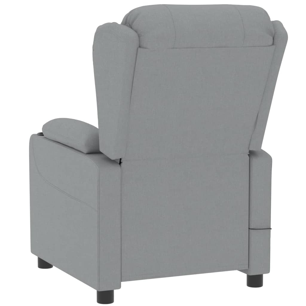 Electric reclining armchair, light grey, fabric