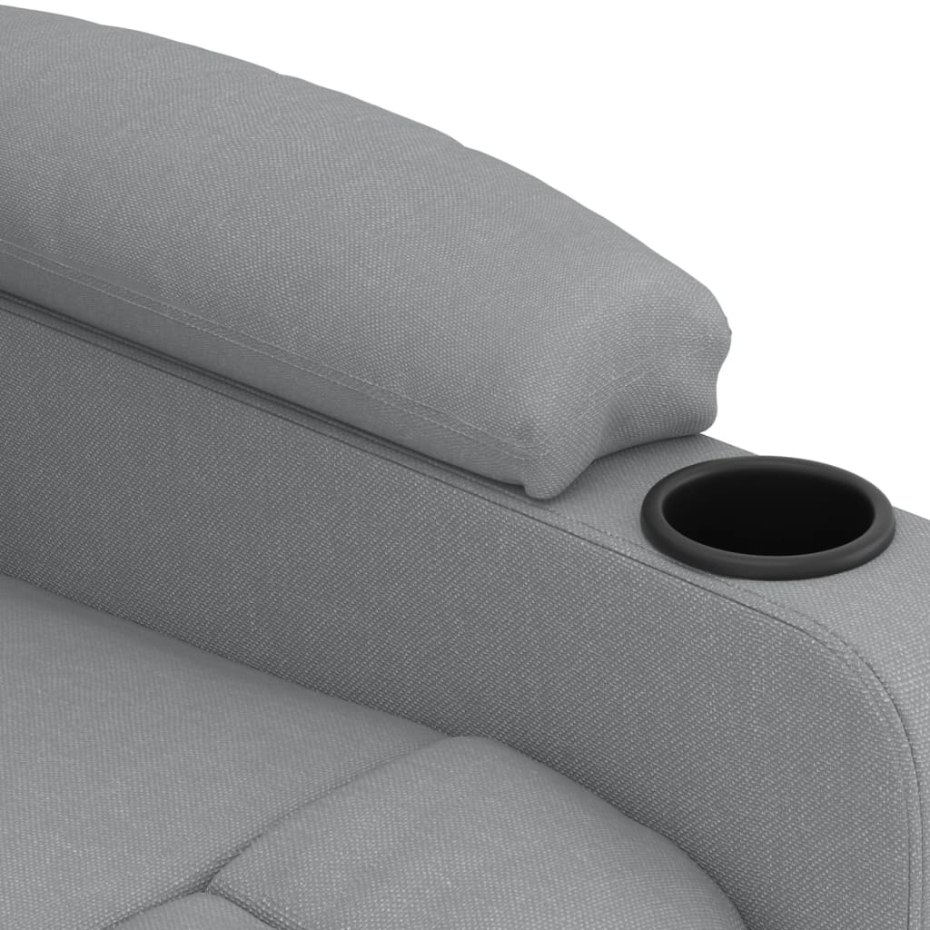 Electric reclining armchair, light grey, fabric