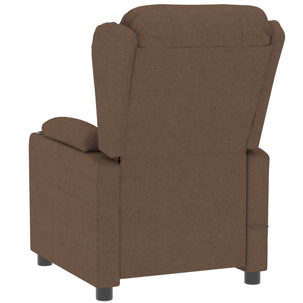 Electric reclining armchair, brown, fabric