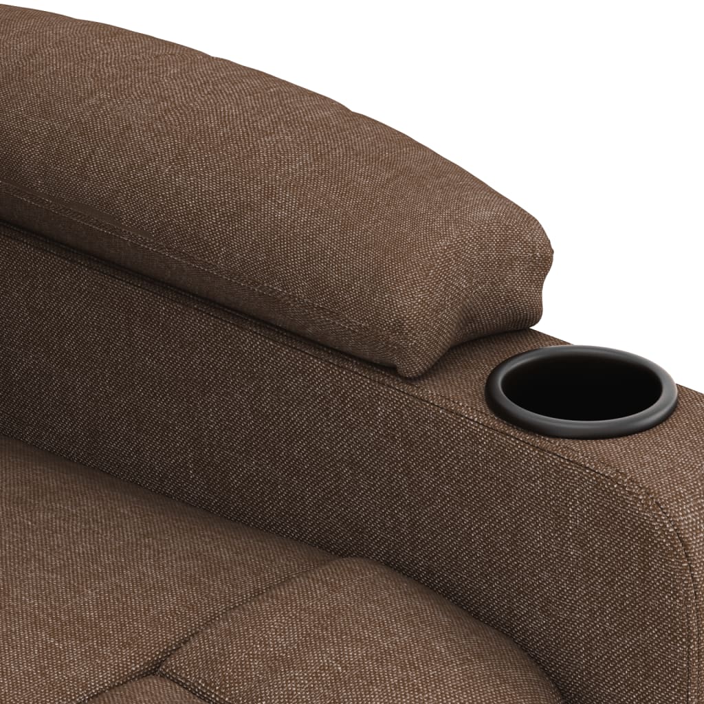 Electric reclining armchair, brown, fabric