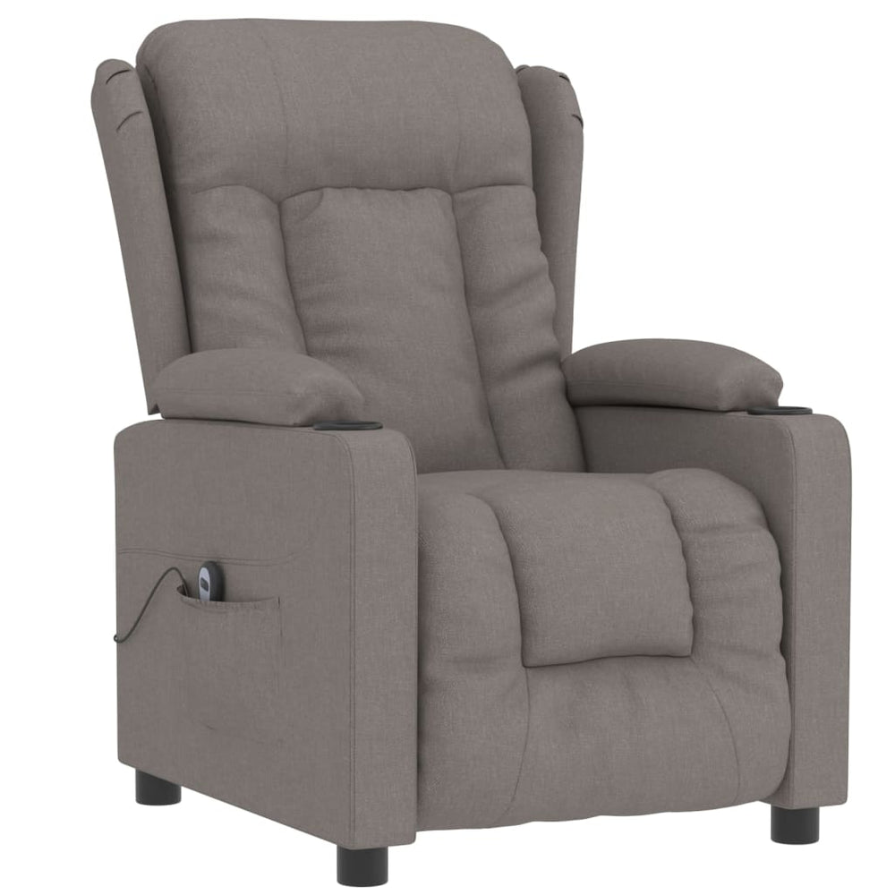 Electric recliner, taupe, fabric