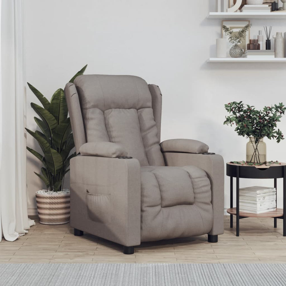 Electric recliner, taupe, fabric