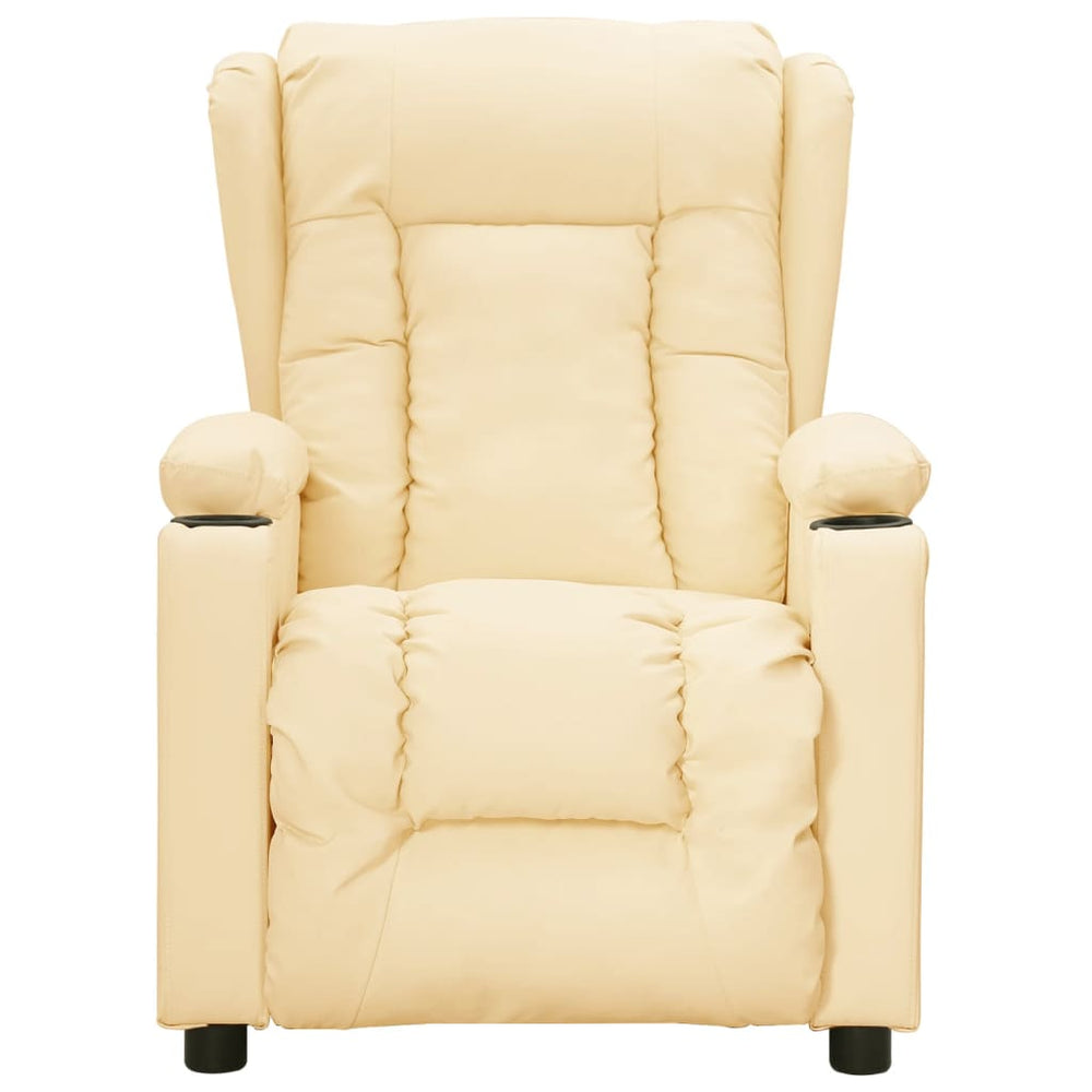 Electric reclining armchair, cream, faux leather