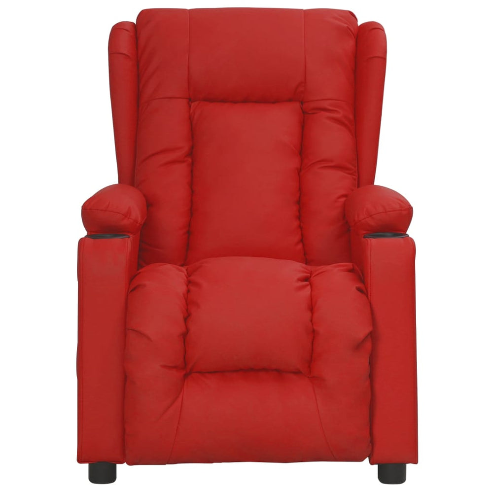 Electric reclining armchair, burgundy, artificial leather