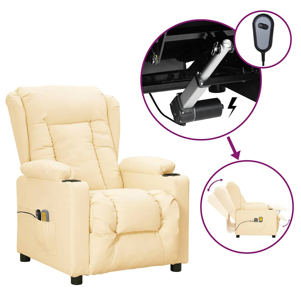 Electric massage chair, cream, artificial leather