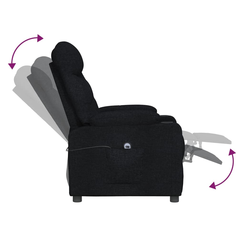 Electric reclining chair, black, fabric