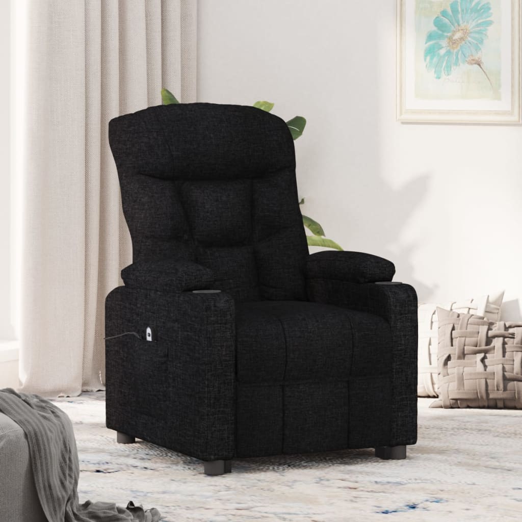 Electric reclining chair, black, fabric