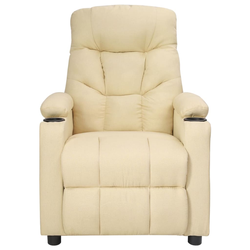 Electric reclining armchair, cream, fabric