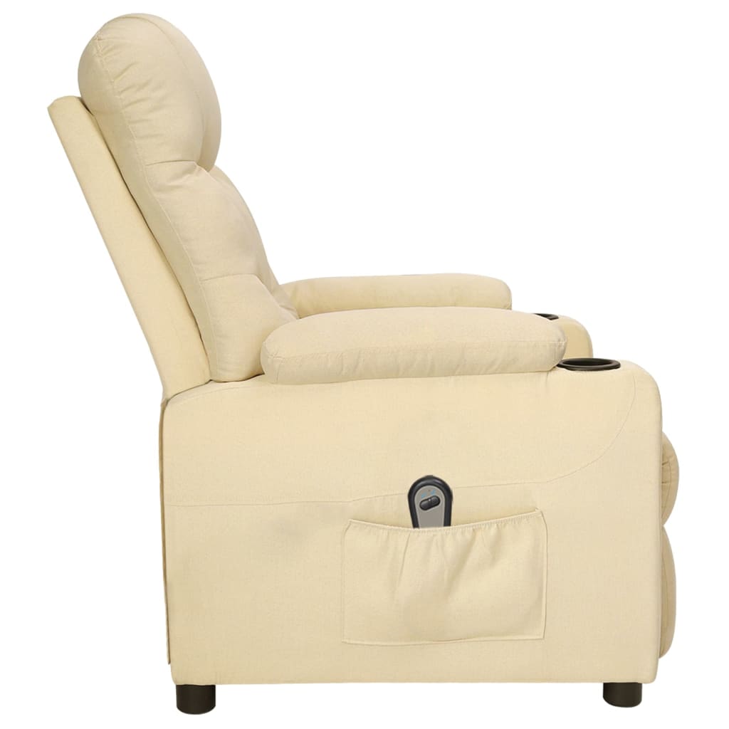 Electric reclining armchair, cream, fabric