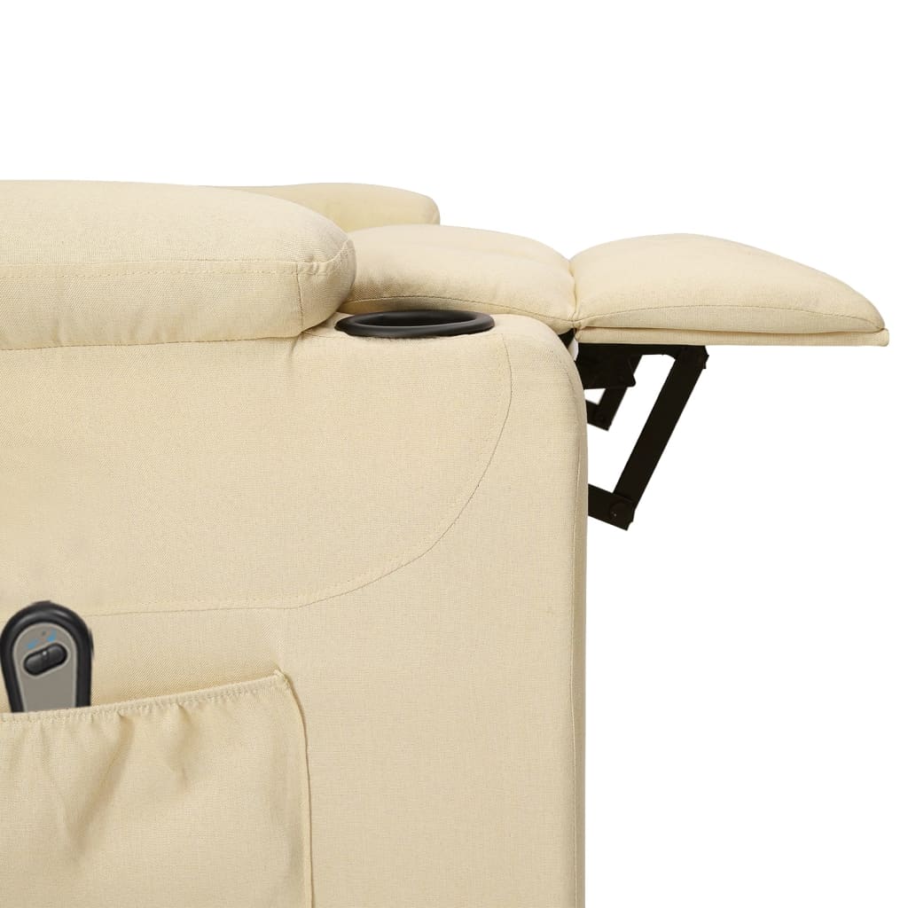 Electric reclining armchair, cream, fabric