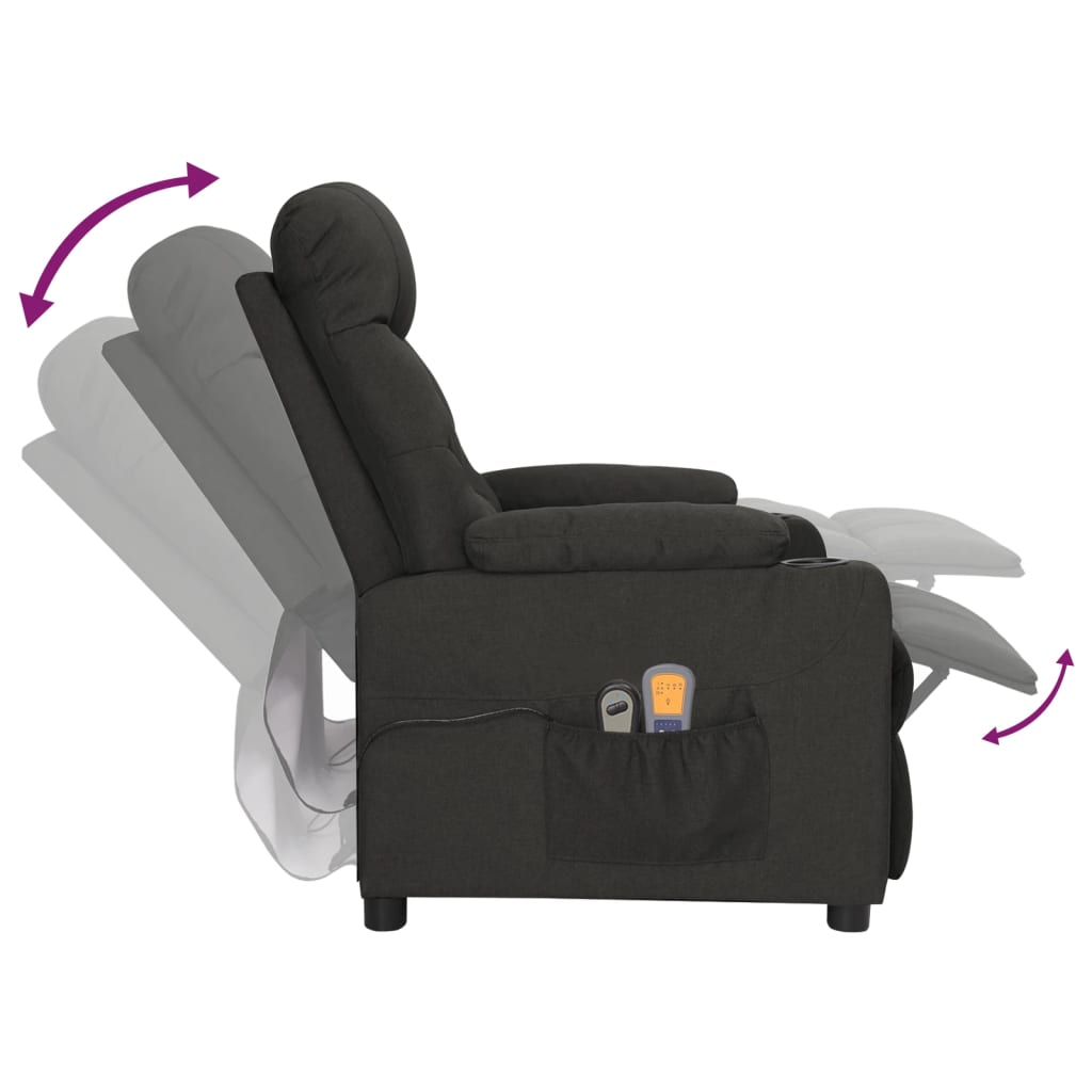 Electric massage chair, black, fabric