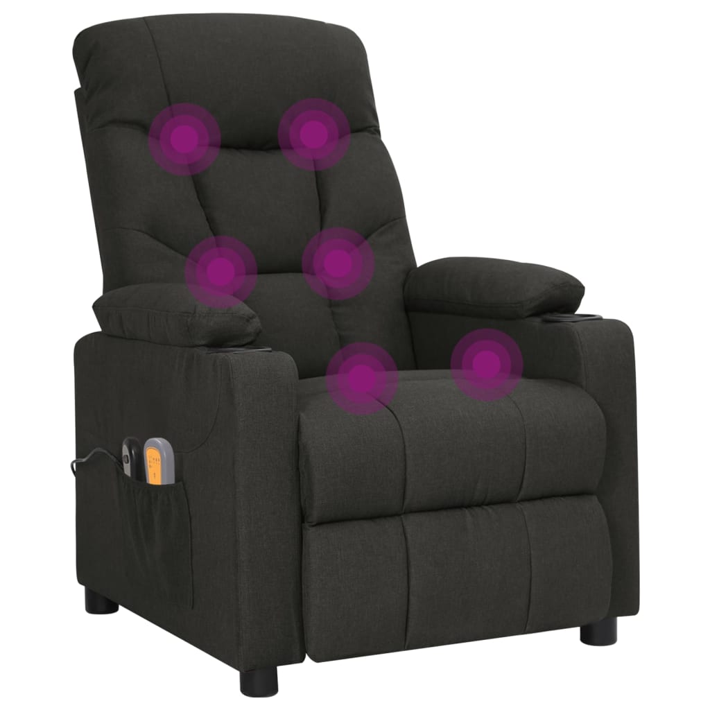 Electric massage chair, black, fabric