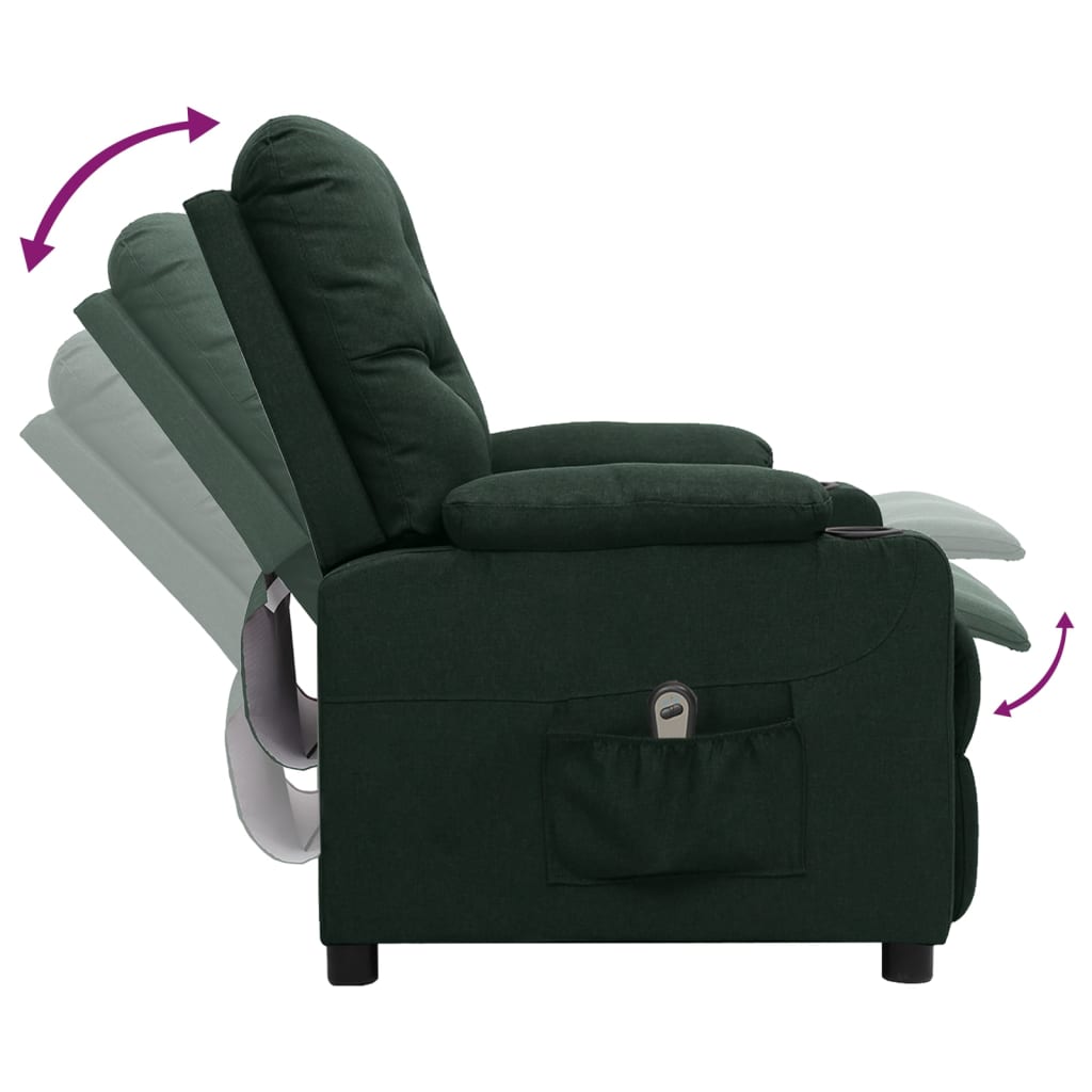 Electric recliner, dark green, fabric