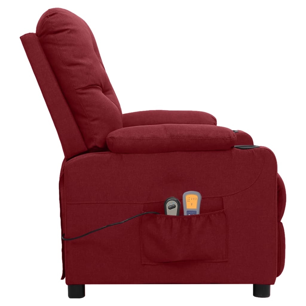 Electric massage chair, burgundy, fabric