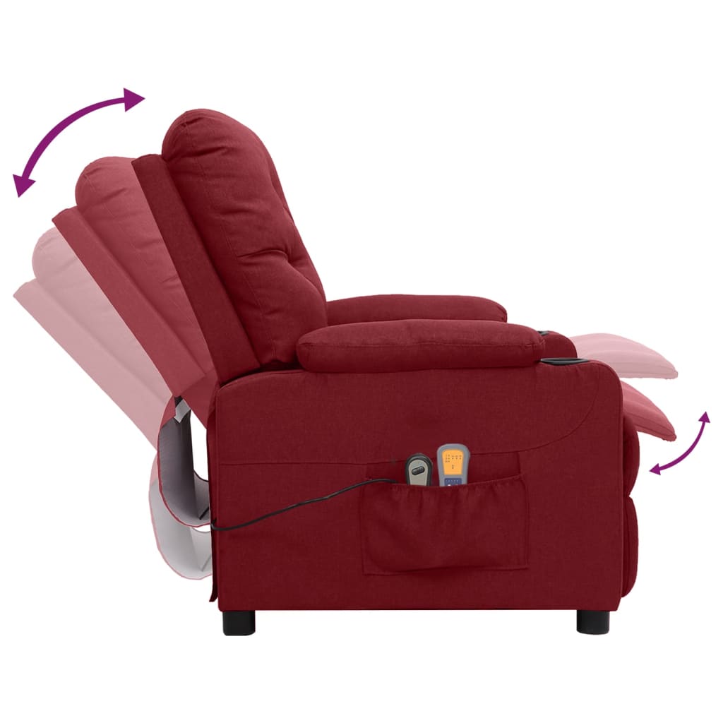 Electric massage chair, burgundy, fabric