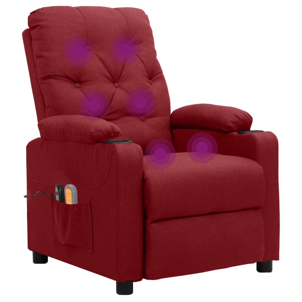 Electric massage chair, burgundy, fabric