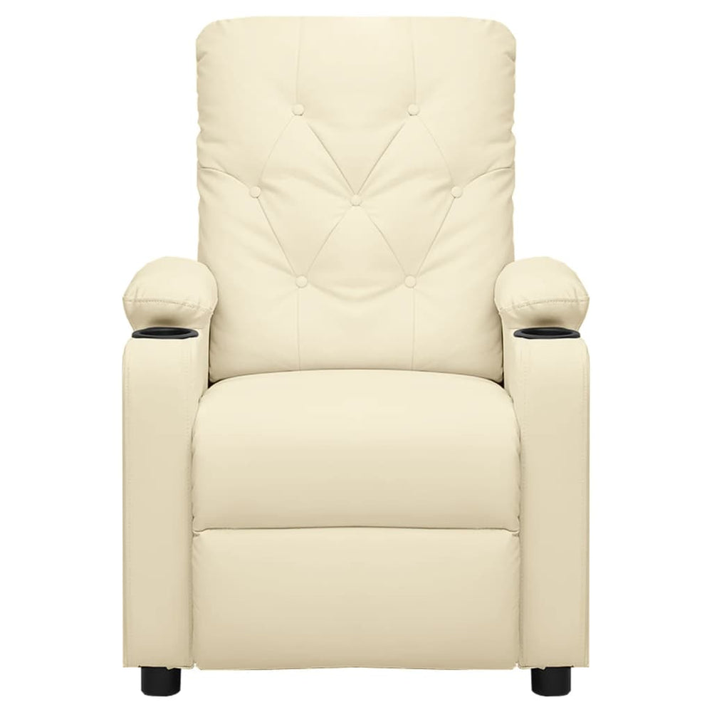 Electric reclining armchair, cream, faux leather