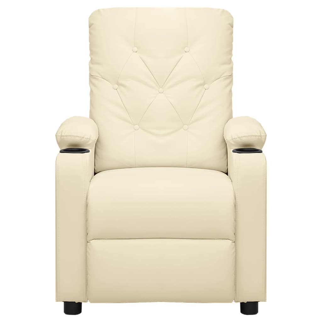 Electric reclining armchair, cream, faux leather