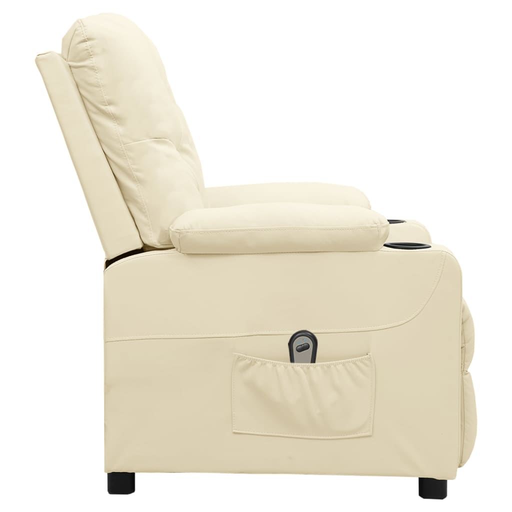 Electric reclining armchair, cream, faux leather