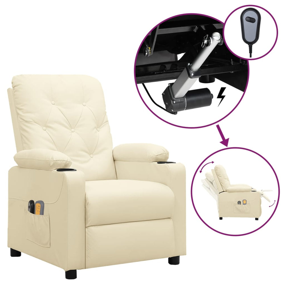 Electric massage chair, cream, artificial leather