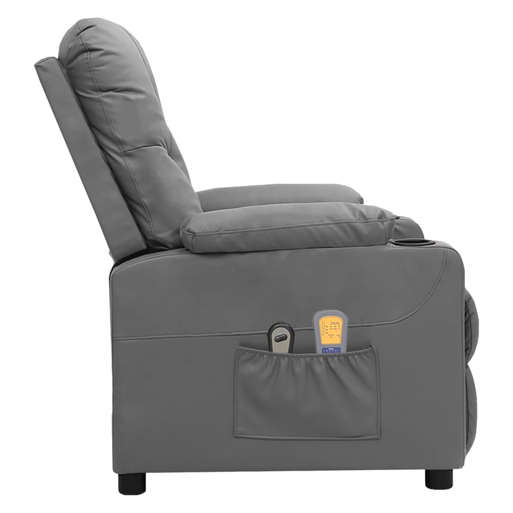 Electric massage chair, grey, artificial leather
