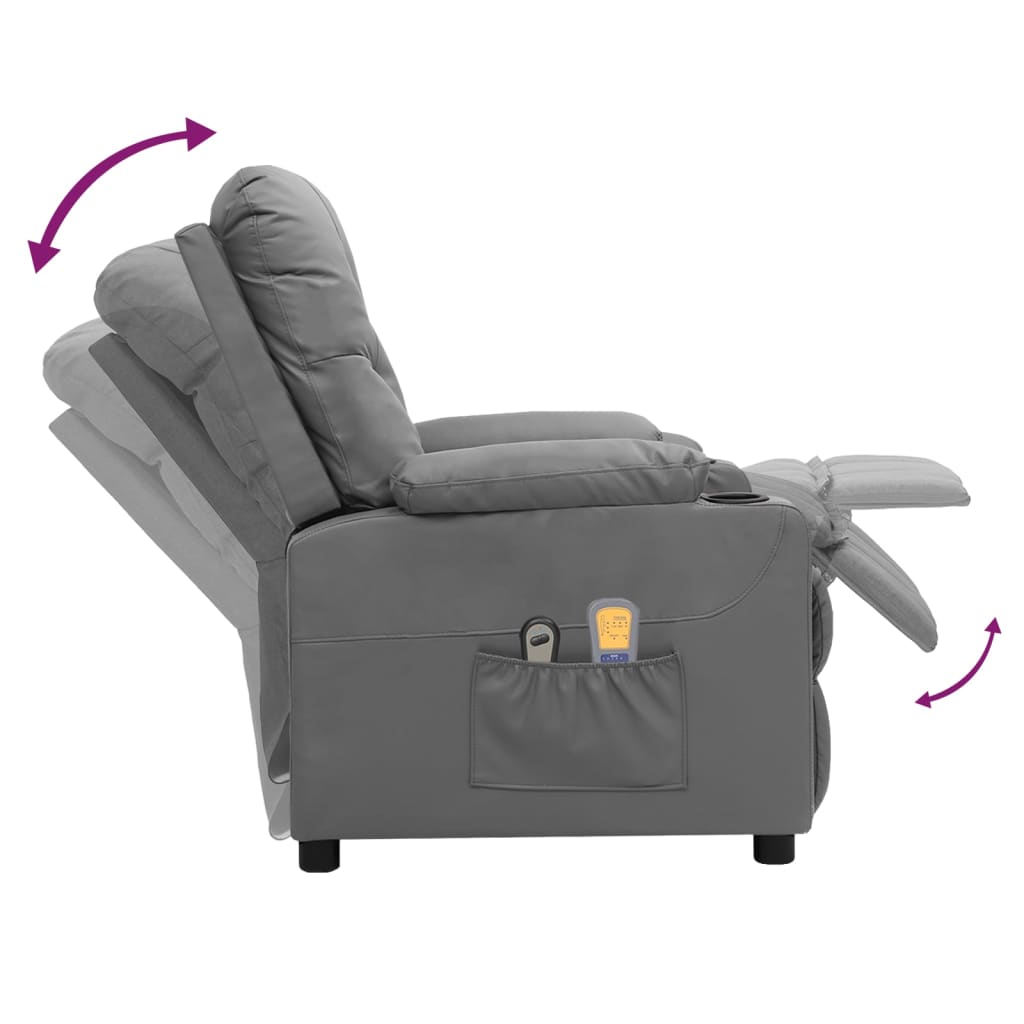 Electric massage chair, grey, artificial leather
