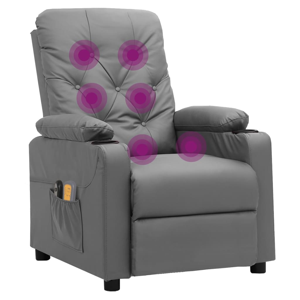 Electric massage chair, grey, artificial leather