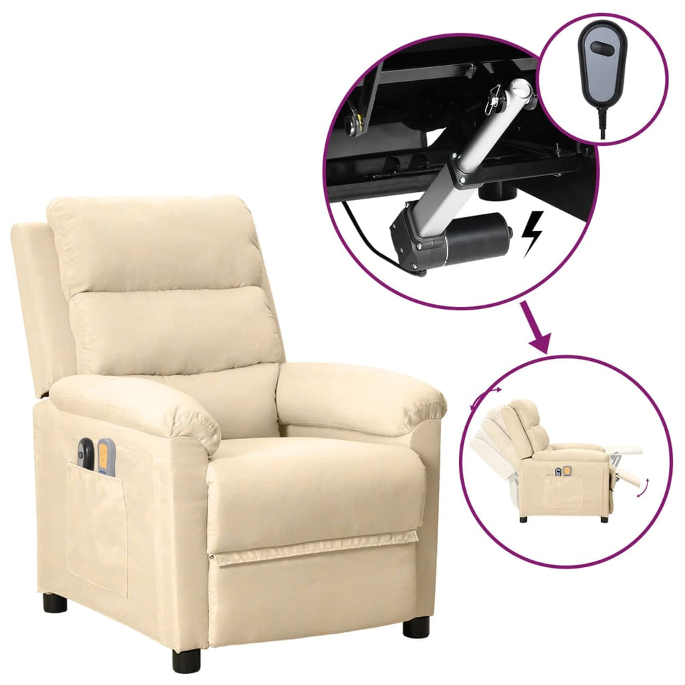 Electric massage chair, cream, fabric