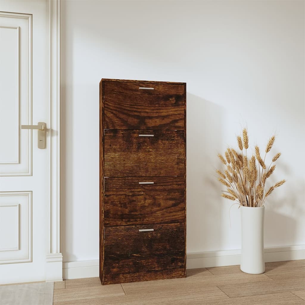 Shoe cabinet, smoky oak, 59x17x150cm, engineered wood