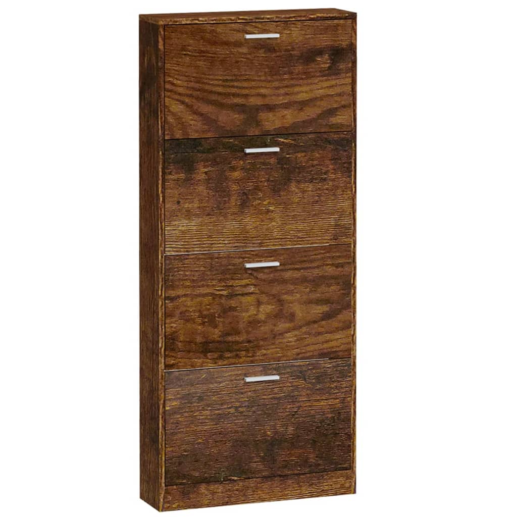 Shoe cabinet, smoky oak, 59x17x150cm, engineered wood