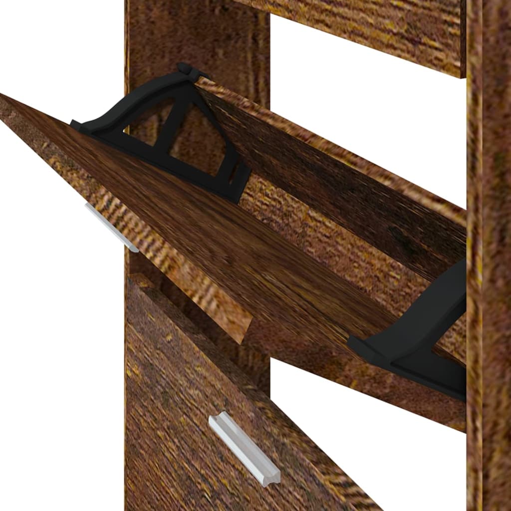 Shoe cabinet, smoky oak, 59x17x150cm, engineered wood
