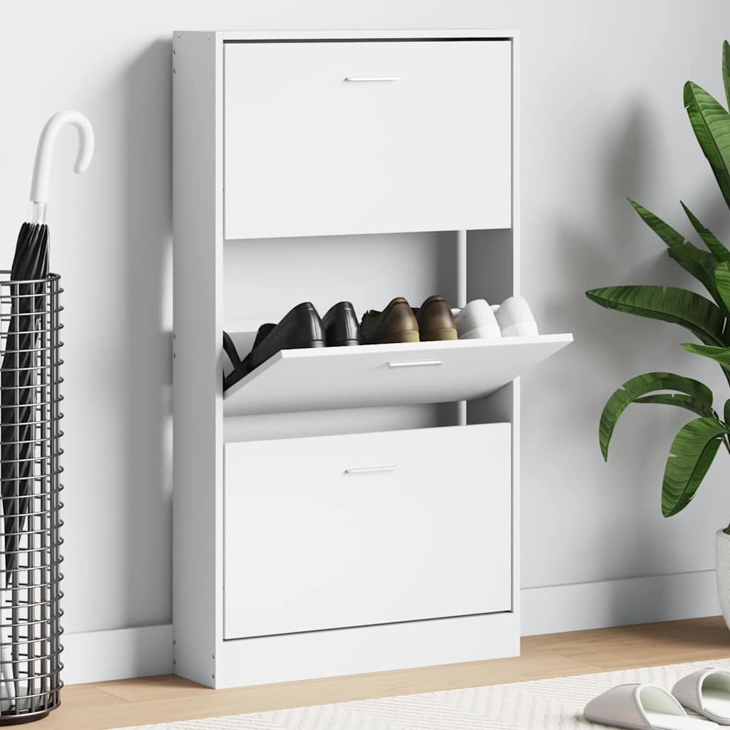Shoe cabinet, white, 59x17x108 cm, engineered wood