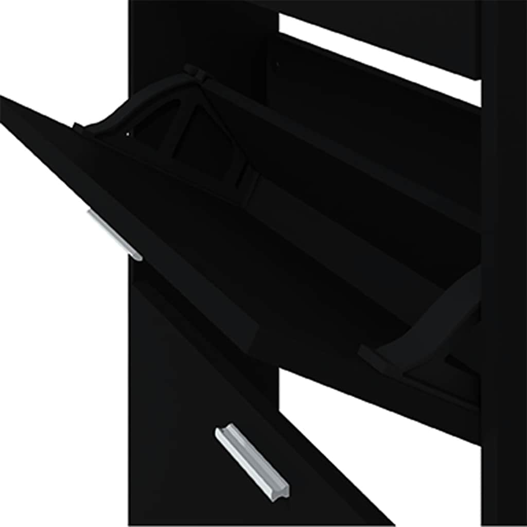 Shoe cabinet, black, 59x17x108cm, engineered wood
