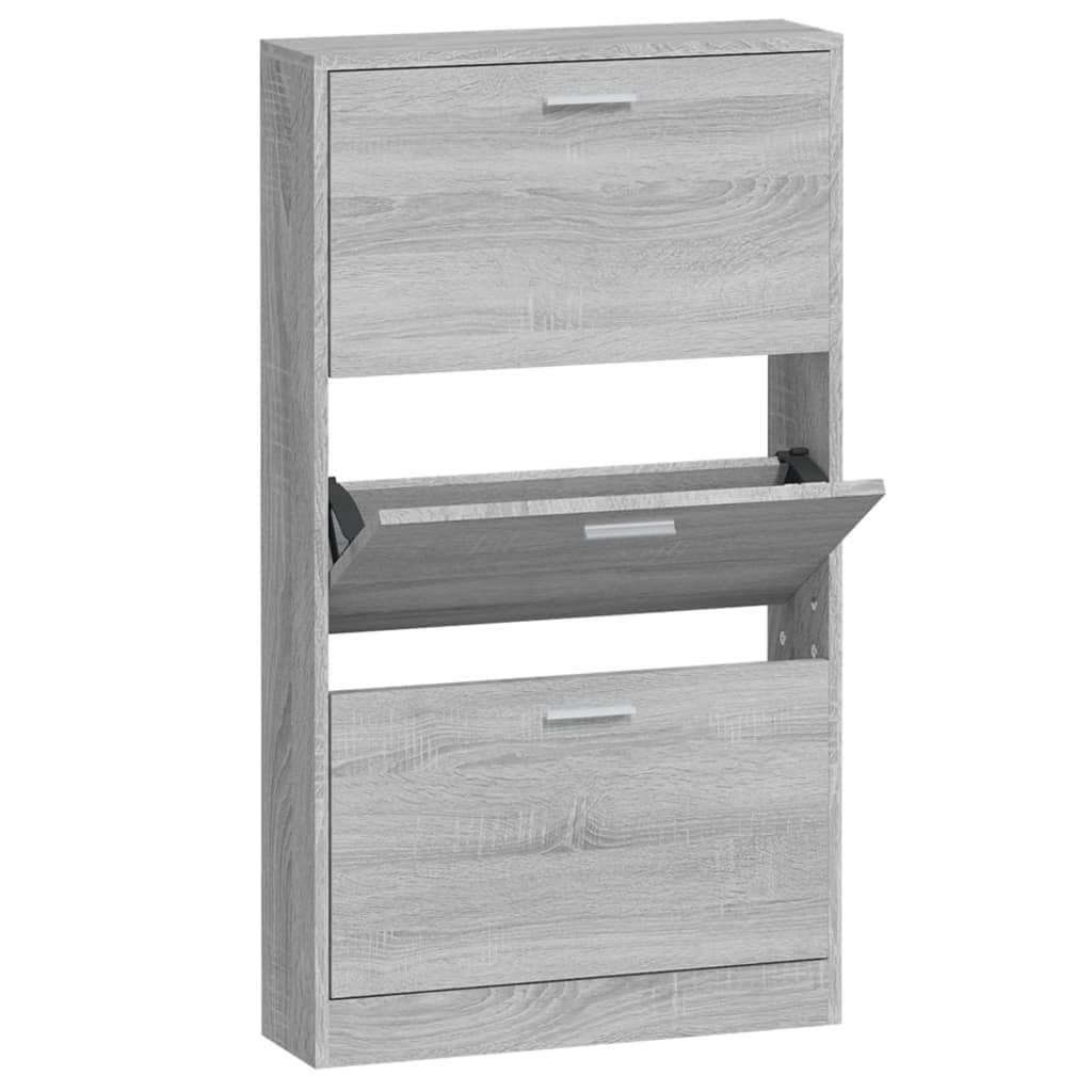 Shoe cabinet, grey oak, 59x17x108cm, engineered wood