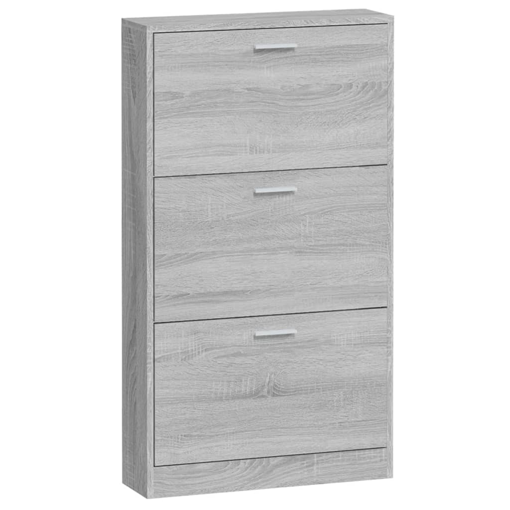 Shoe cabinet, grey oak, 59x17x108cm, engineered wood