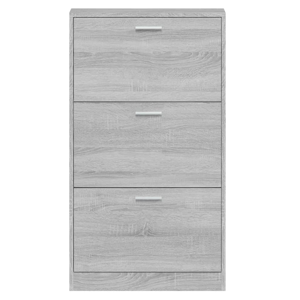 Shoe cabinet, grey oak, 59x17x108cm, engineered wood