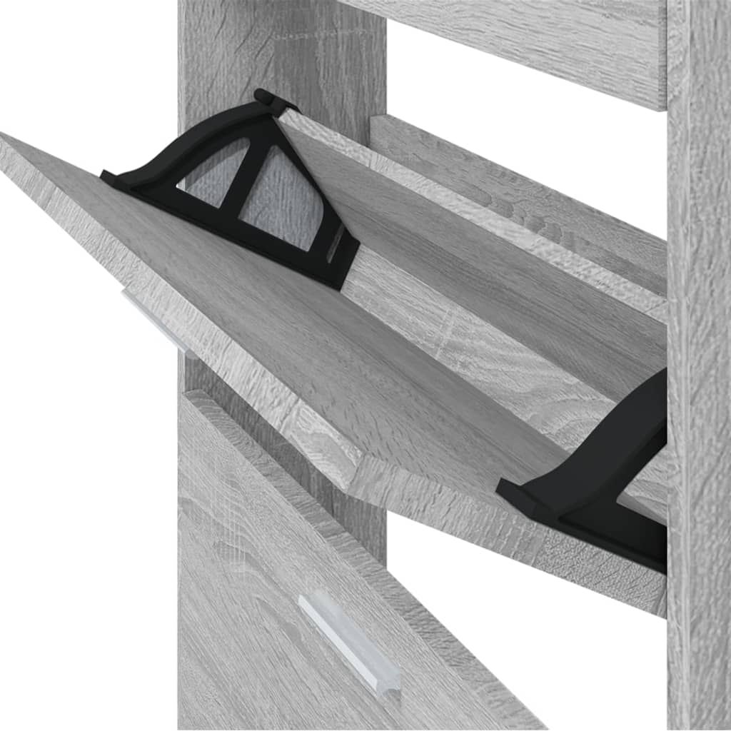 Shoe cabinet, grey oak, 59x17x108cm, engineered wood