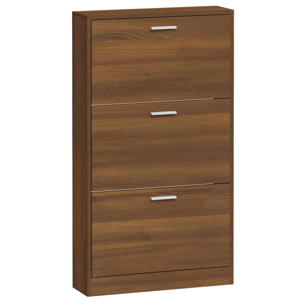 Shoe cabinet, brown oak, 59x17x108cm, engineered wood