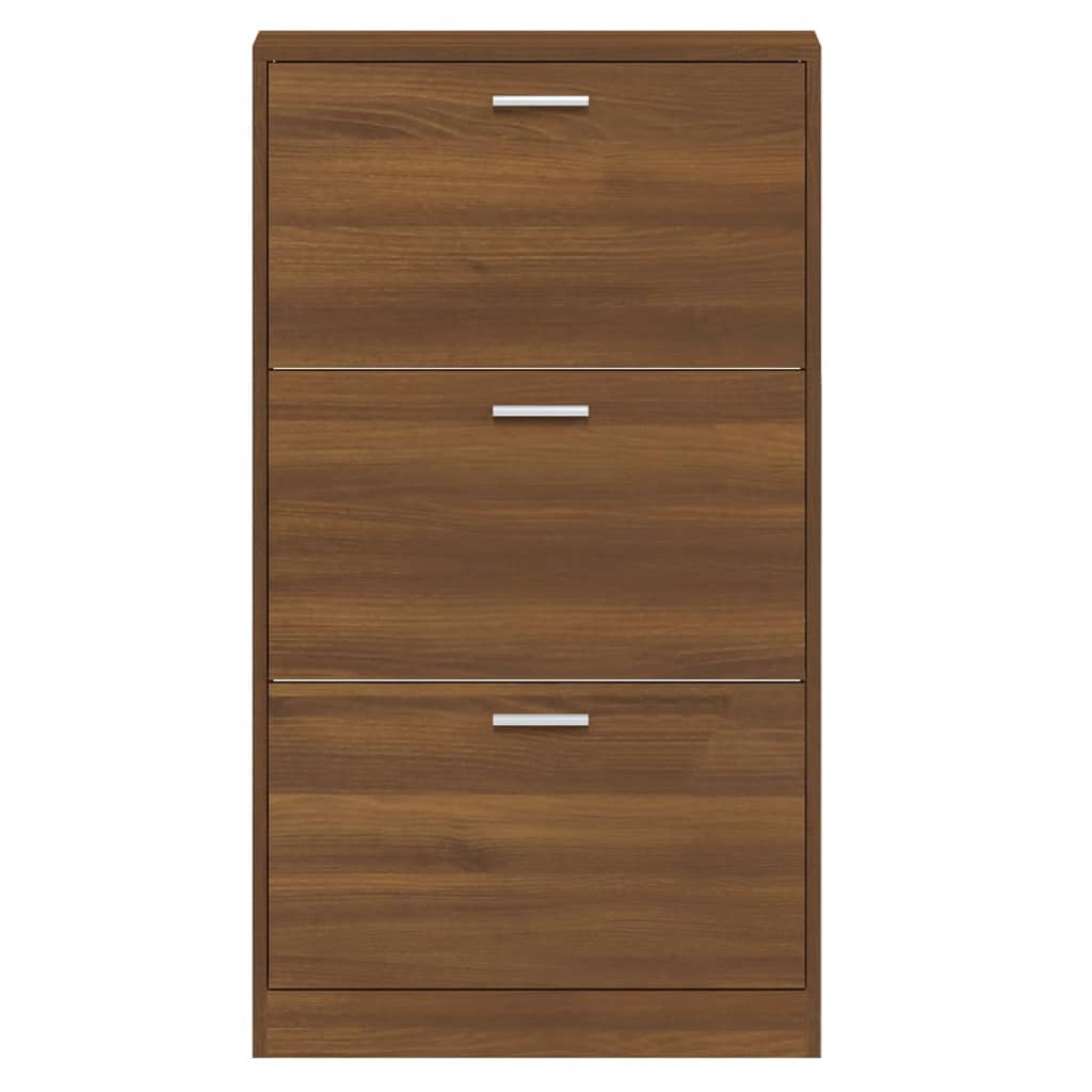 Shoe cabinet, brown oak, 59x17x108cm, engineered wood