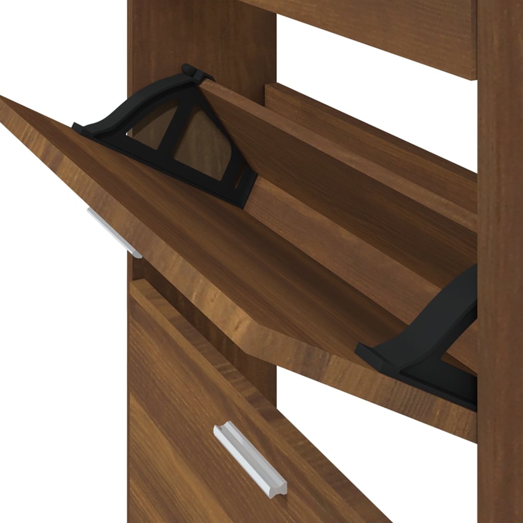Shoe cabinet, brown oak, 59x17x108cm, engineered wood