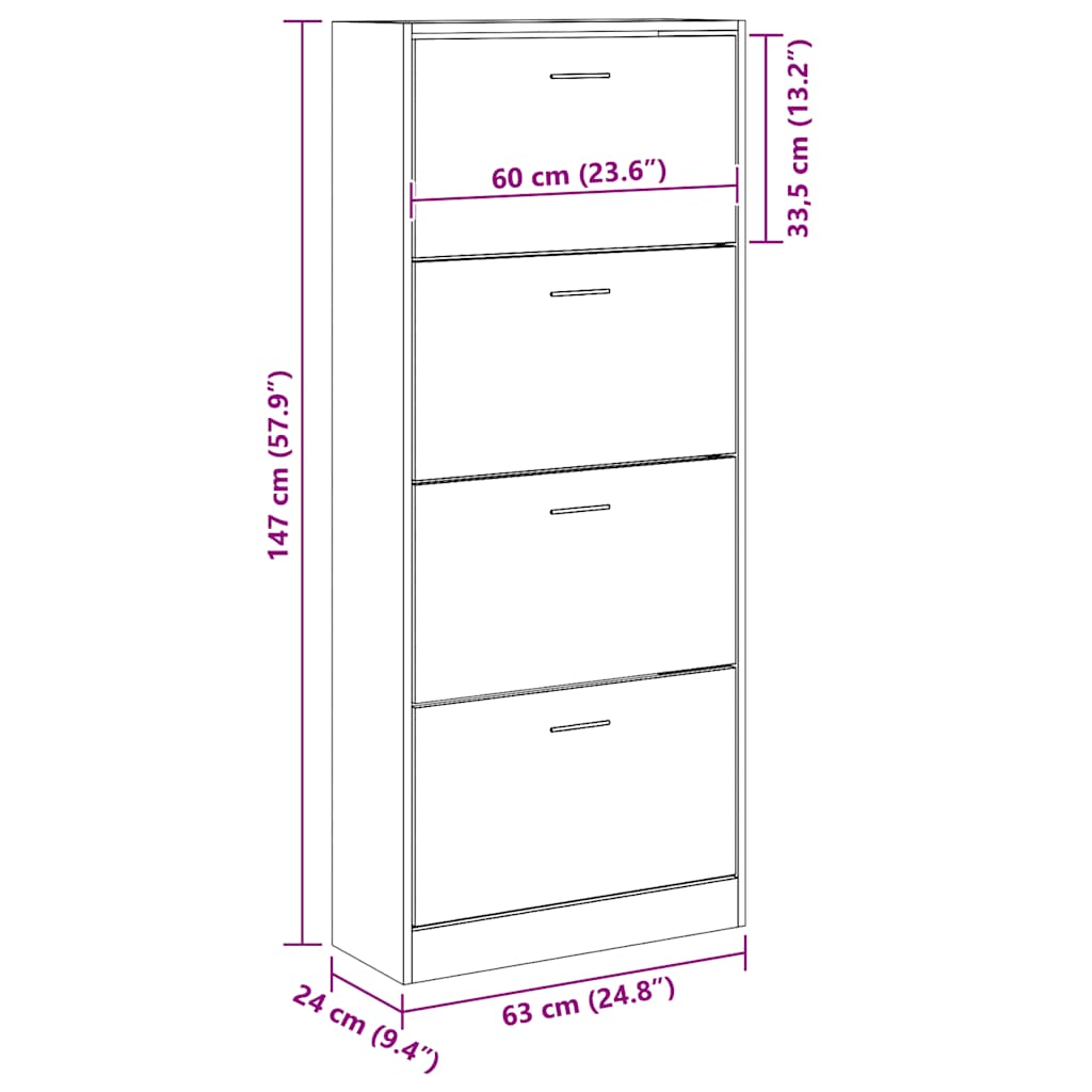 Spintelė batams, baltos spalvos, 63x24x147cm, apdirbta mediena