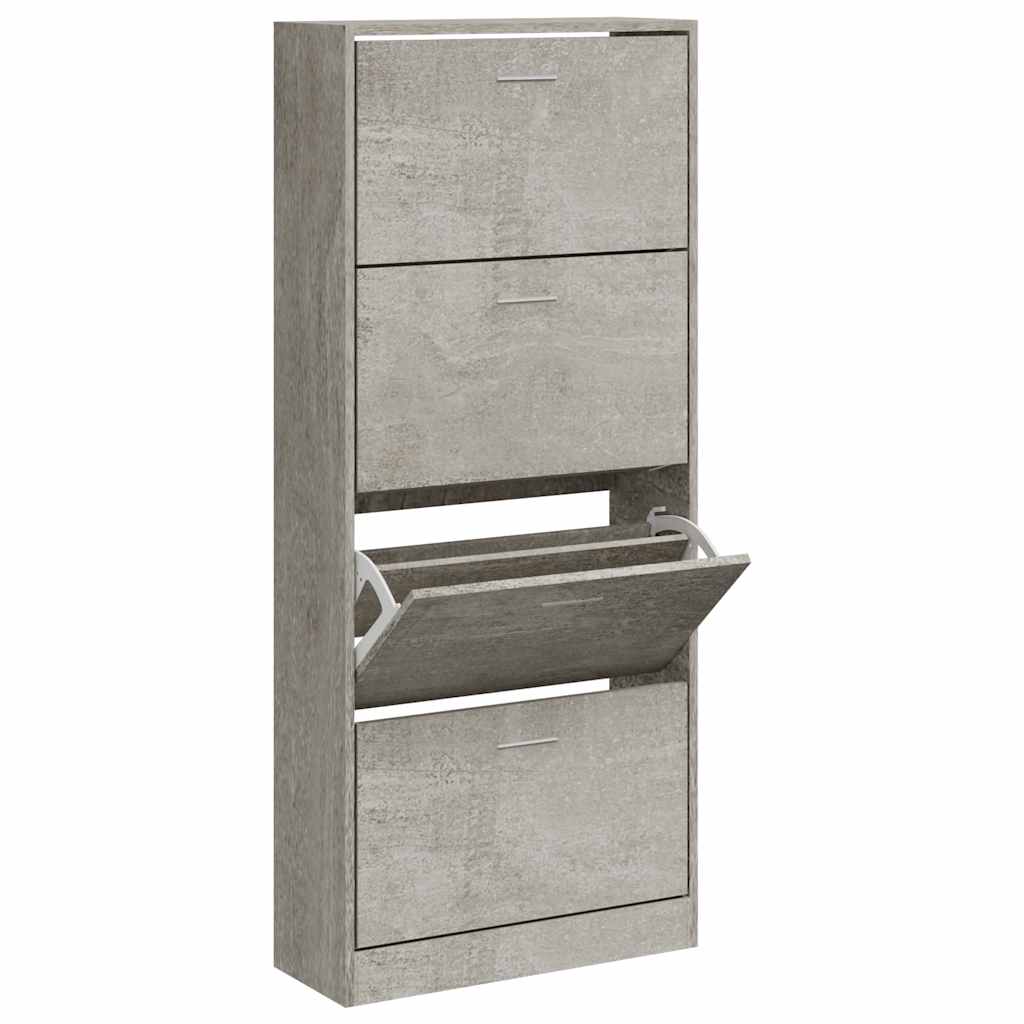 Shoe cabinet, concrete gray, 63x24x147cm, engineered wood