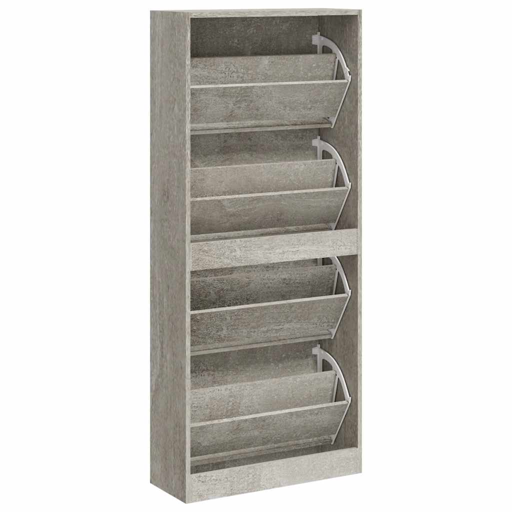 Shoe cabinet, concrete gray, 63x24x147cm, engineered wood