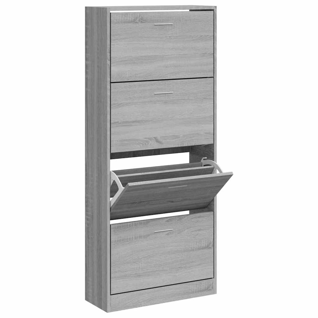 Shoe cabinet, grey oak, 63x24x147cm, engineered wood