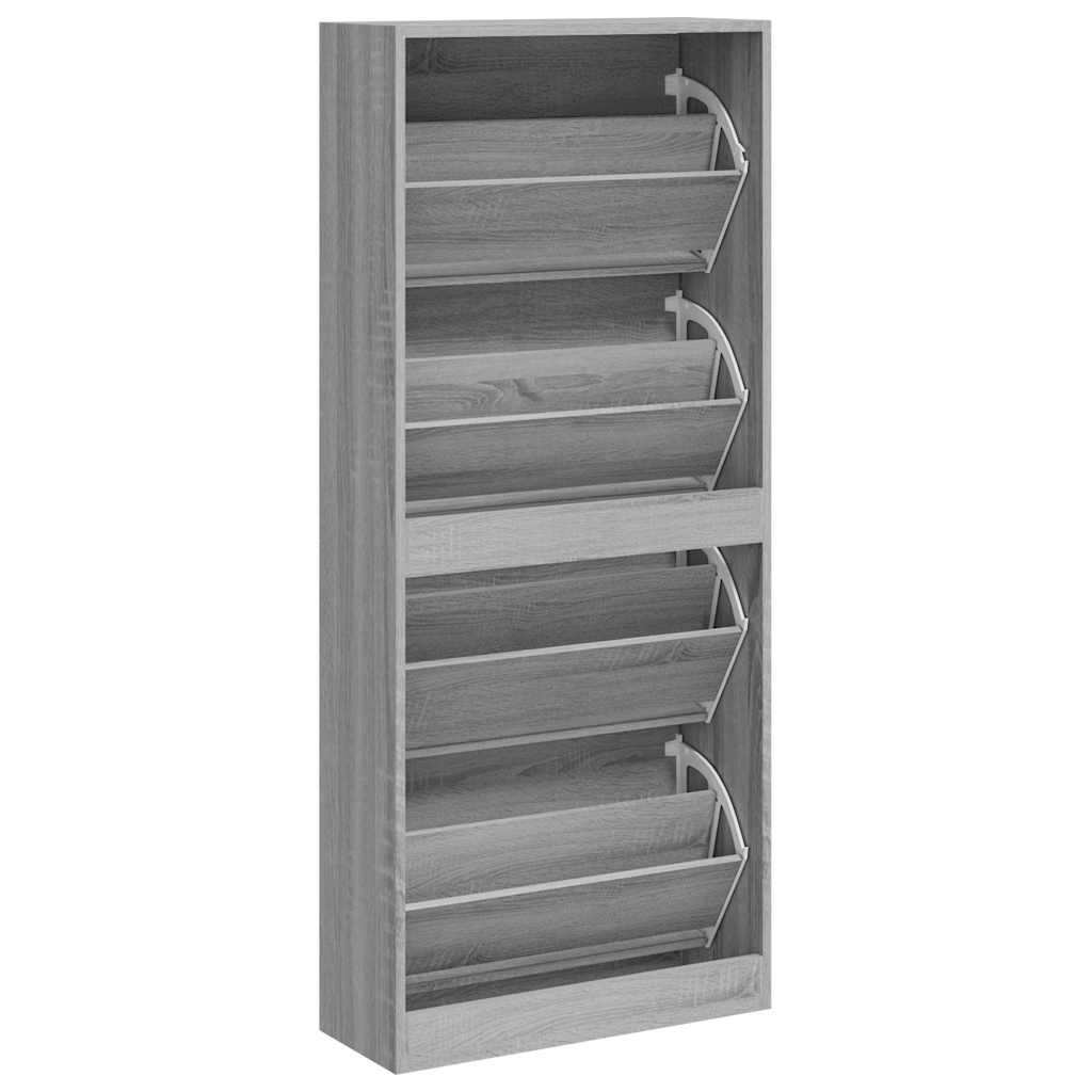 Shoe cabinet, grey oak, 63x24x147cm, engineered wood