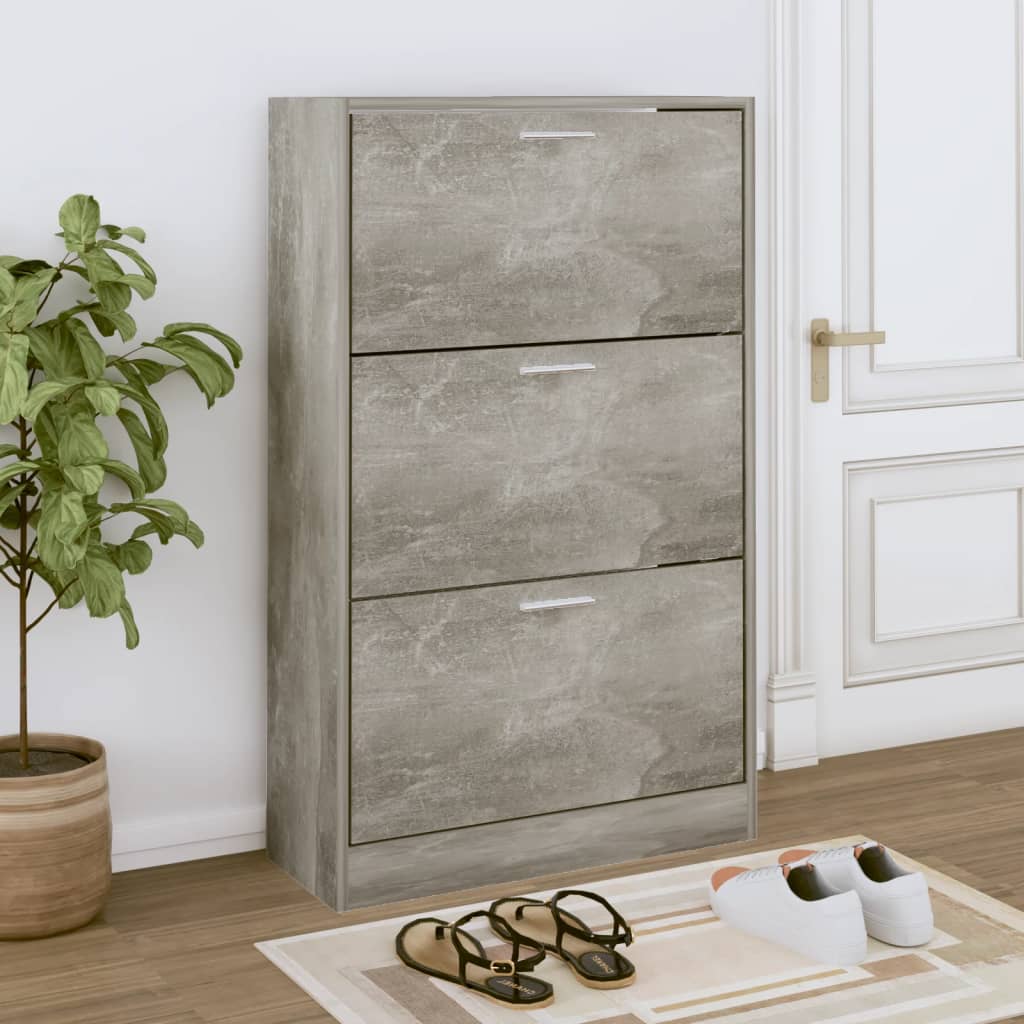 Skapītis apaviem, betona pelēks, 63x24x103cm, apstrādāta koksne