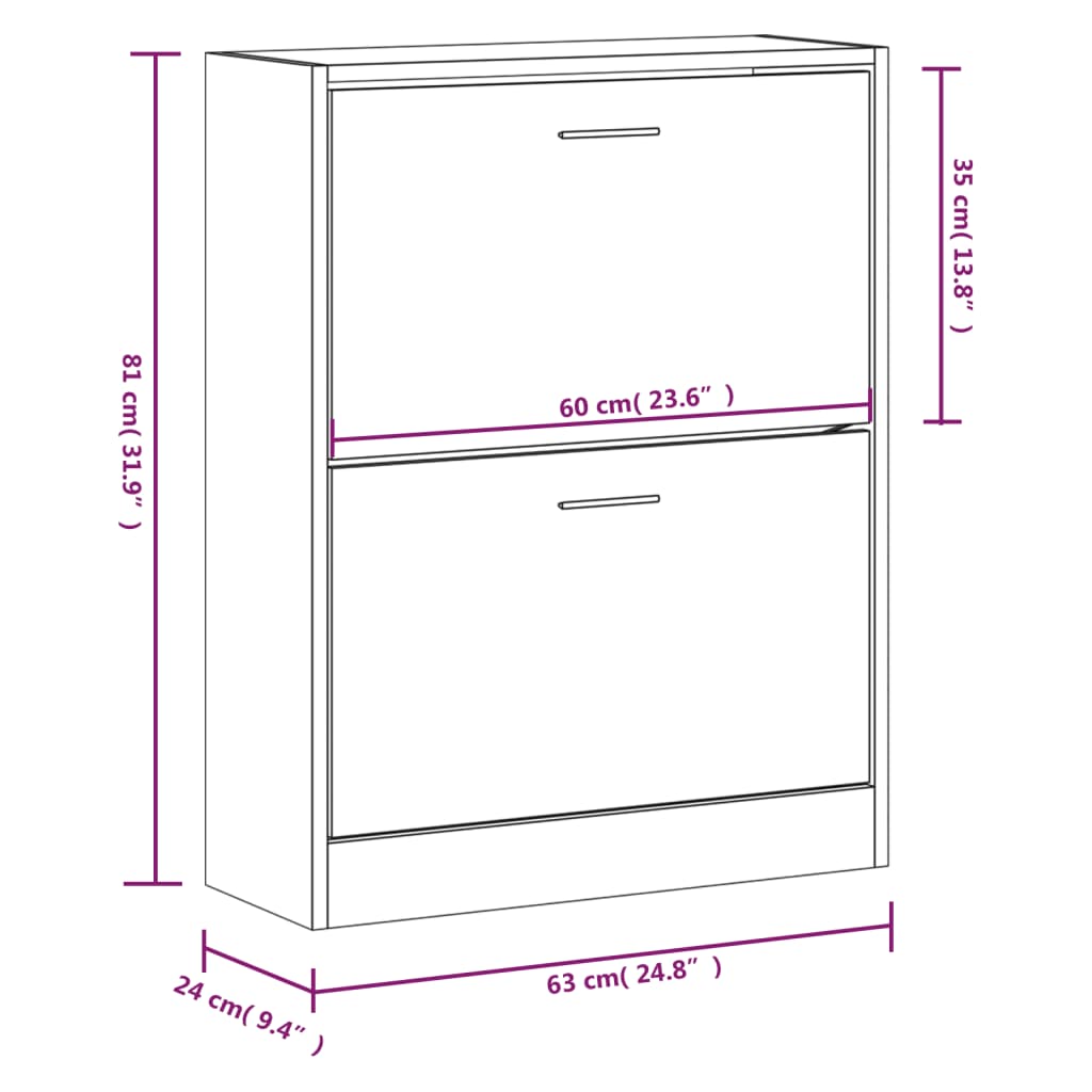 Shoe cabinet, concrete grey, 63x24x81cm, engineered wood